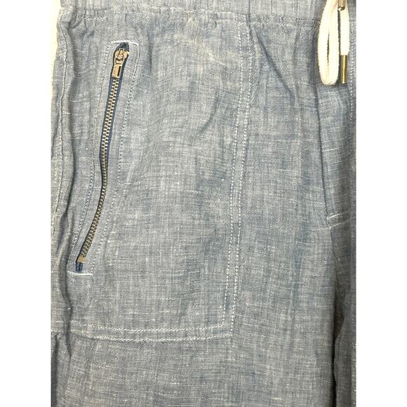 Athleta Women’s 8 Blue Cabo Linen Jogger Pants Tapered Drawstring Chambray - Picture 3 of 6